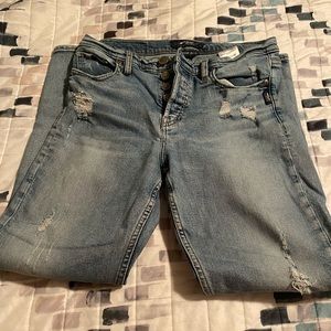 Silver brand button fly mom Jean destroyed